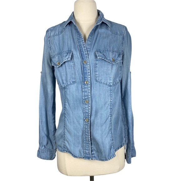 CLOTH & STONE Chambray Tencel Buttondown Shirt Size Small - Picture 1 of 5